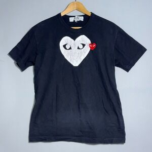 Comme des Garcons Play CDG T-Shirt Mens Size XL Double Heart Black Streetwear
